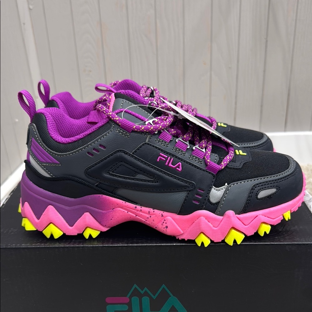Fila Black and Pink Trail Sneakers
